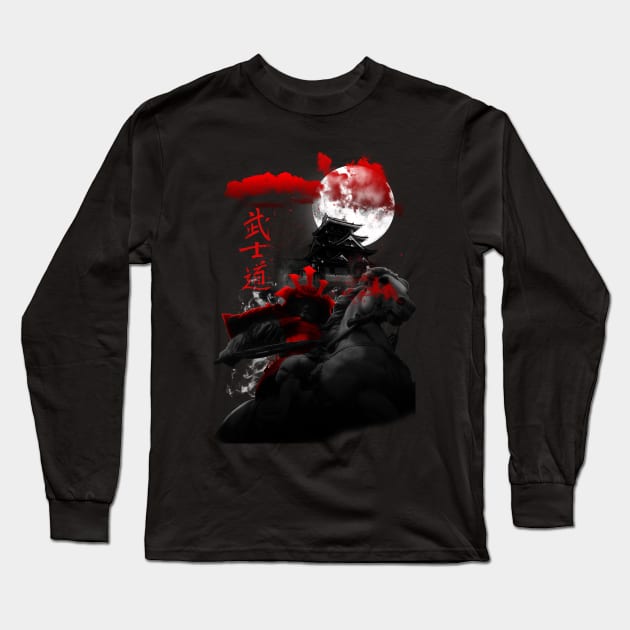 Samurai Sentinel Long Sleeve T-Shirt by CyncorArtworks